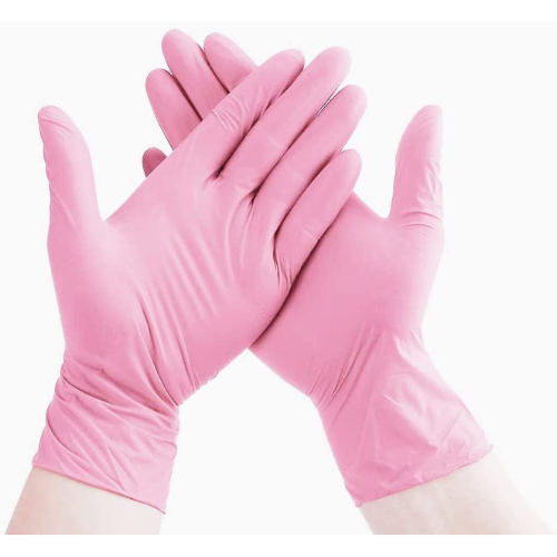 guantes de nitrilo rosa